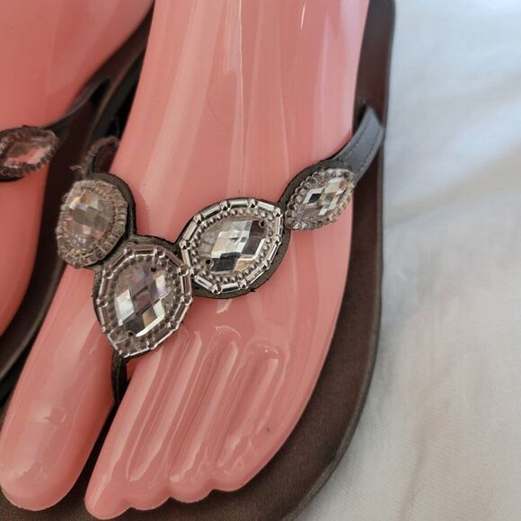 Kenneth Cole Reaction Size 8 Women's Blingy sandals thong rhinestones Shoes GUC - Picture 2 of 13